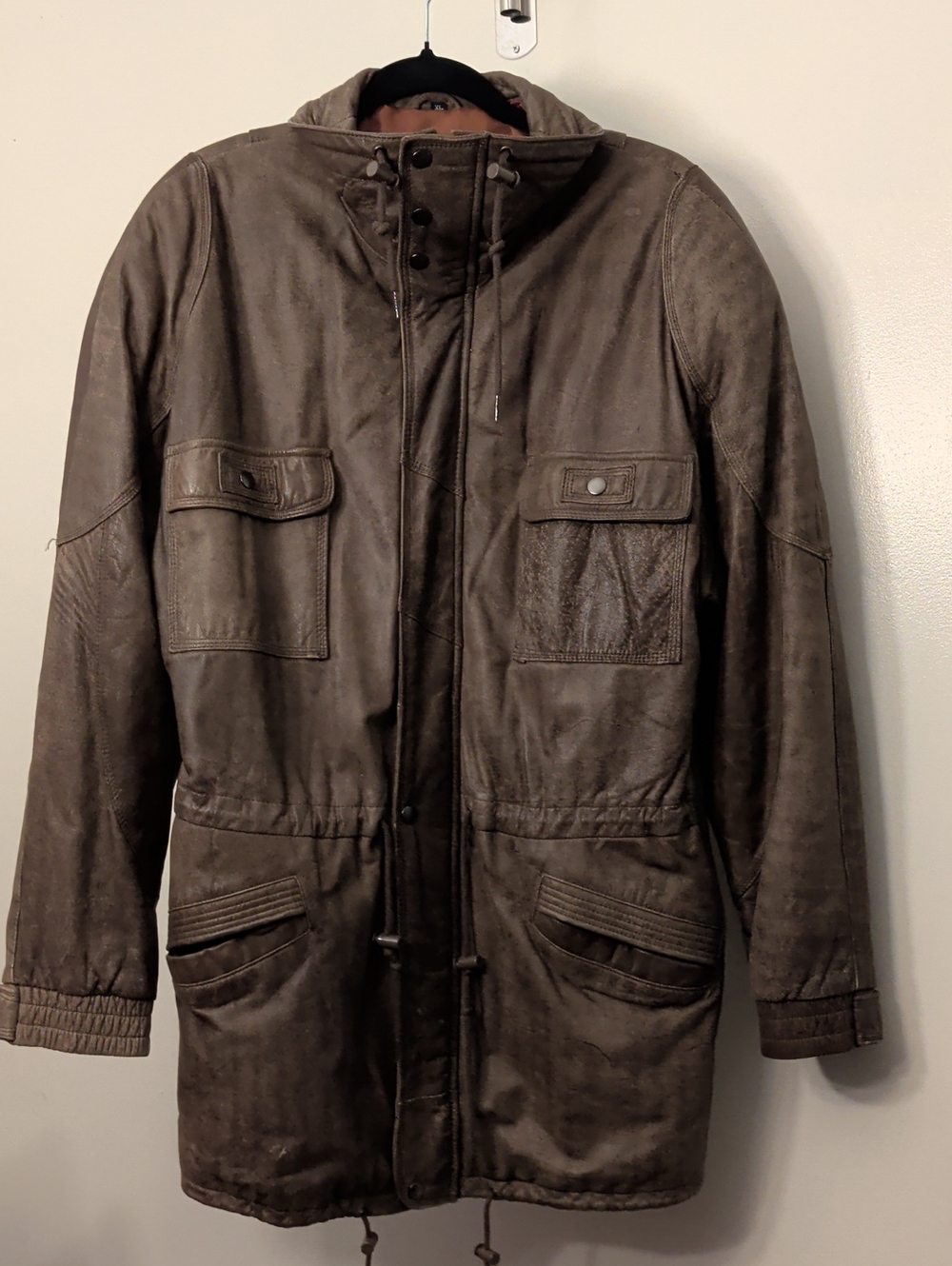 Vintage Dinno Gallucci Men XL Multi Toned Brown Leather Field Utility Jacket